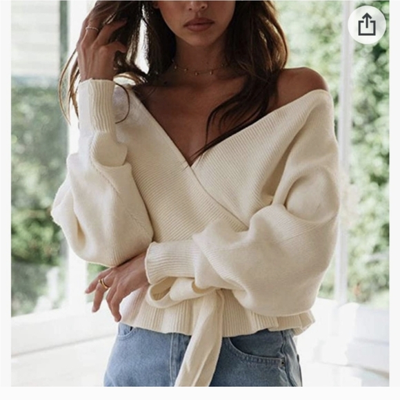 NWT tie waist peplum sweater - Picture 3 of 10